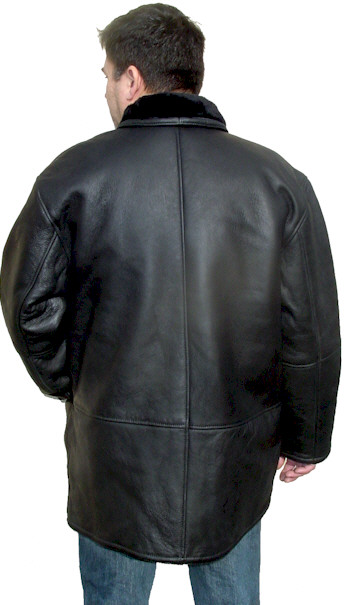 Black Nappa Shearling Coat Back View